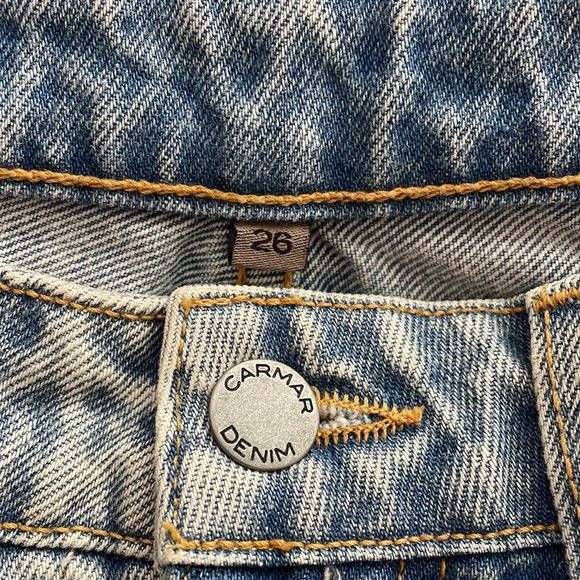 Carmar Trenton Iras Asymmetrical High Cut Out Jean Skirt, size 26 - Picture 8 of 10